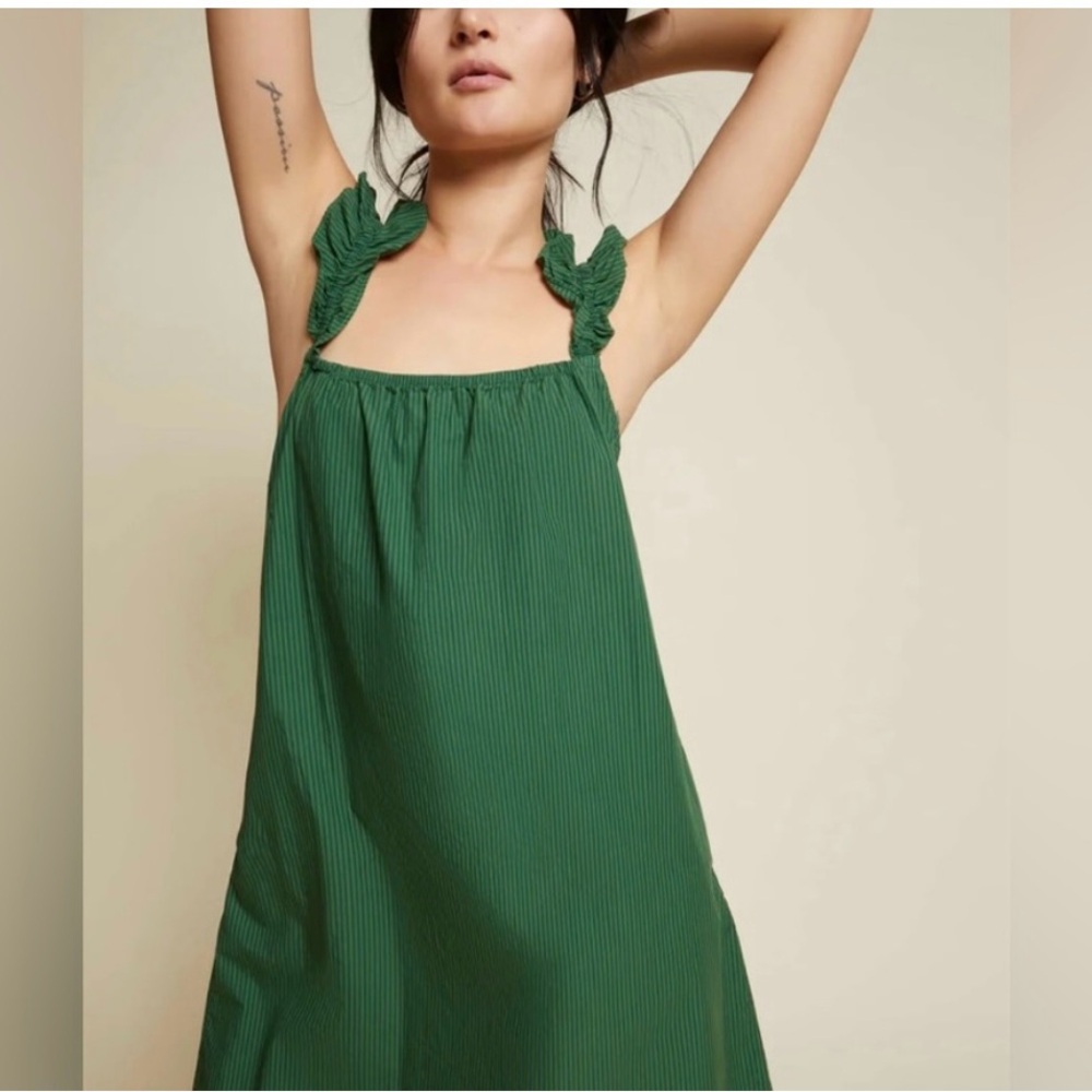 Mini Nation LTD Green Striped Mini Dress
